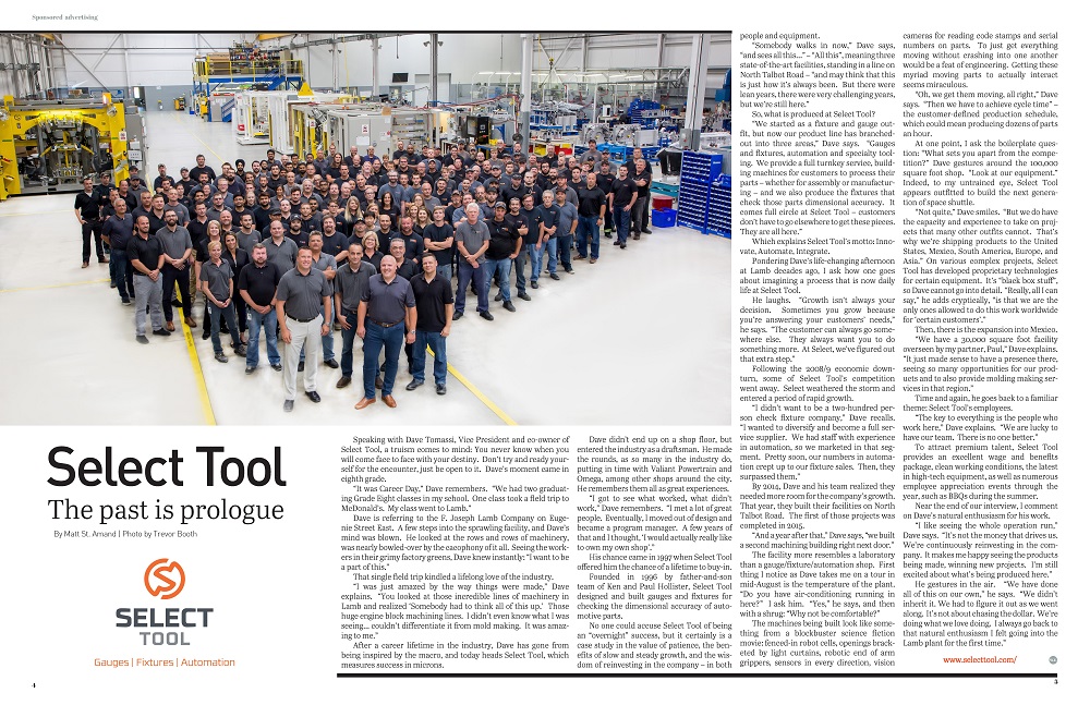 Select Tool article in October Issue of W.E. Manufacture Magazine